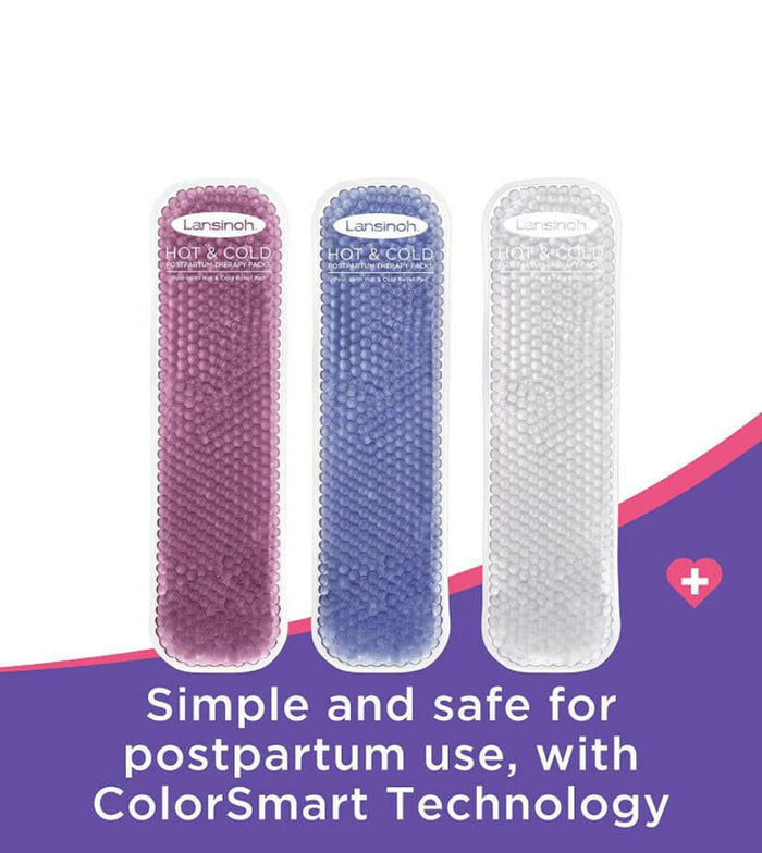 Lansinoh Hot and Cold Pads for Postpartum Essentials, Purple, 2 Count.