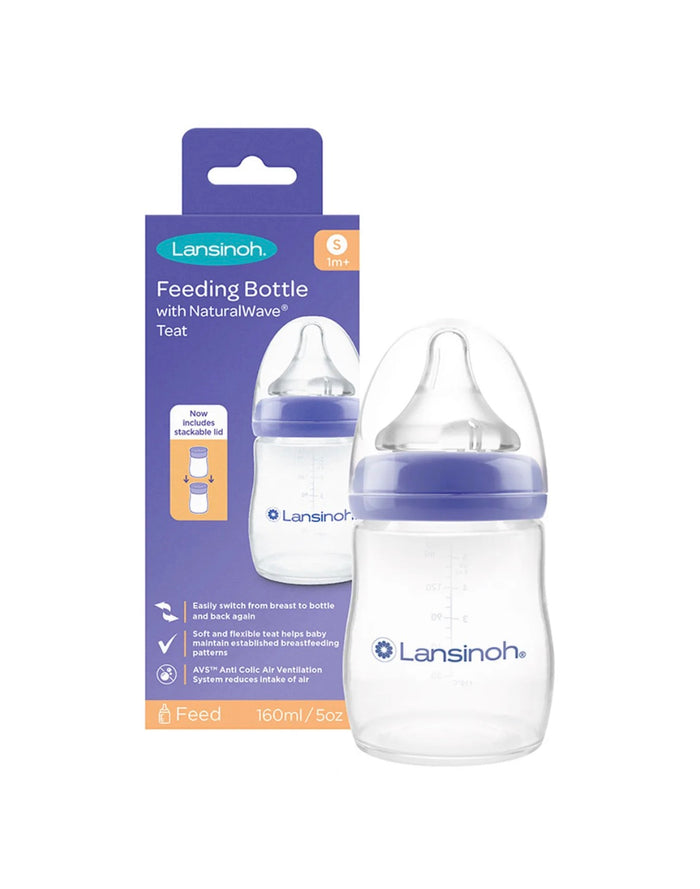 Lansinoh Plastic Feeding Bottle, Slow Flow Nipple, 160 ML