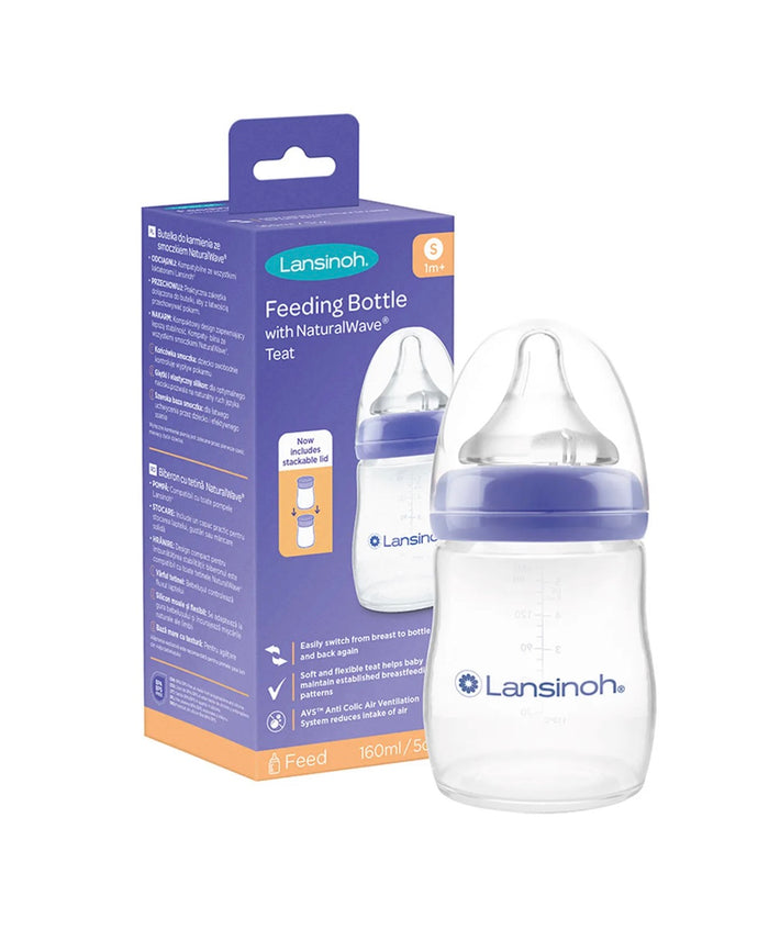 Lansinoh Plastic Feeding Bottle, Slow Flow Nipple, 160 ML