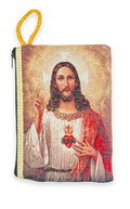 Large Tapestry Rosary Pouch with Sacred Heart of Jesus