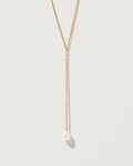 Lariat necklace pearl - Frosted Petals