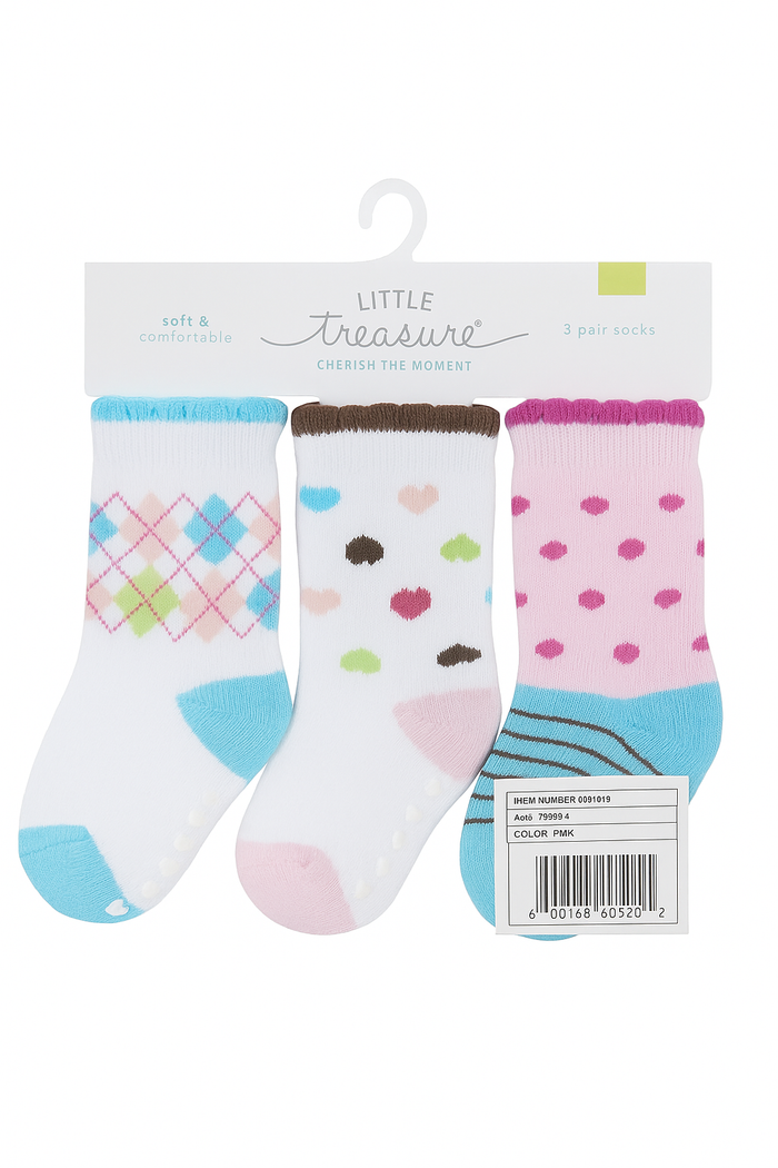 Little Treasure 3 Pairs Sock (Pink)