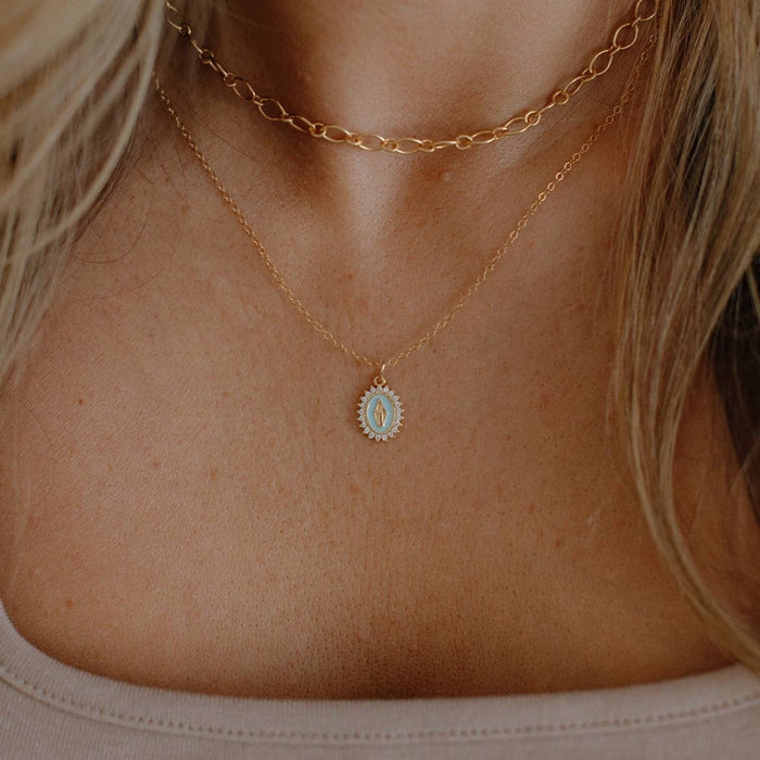 Lourdes Virgin Mary Religious Necklace Gold Filled