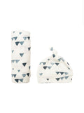Lulujo - Bamboo Hat & Swaddle Blanket - Navy Triangles.