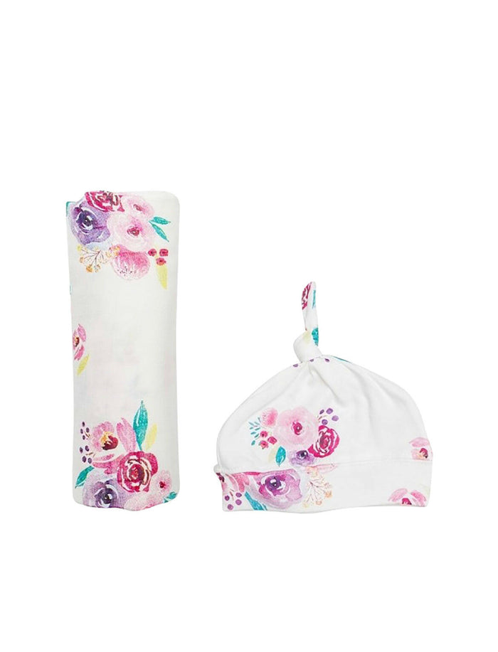 Lulujo - Bamboo Hat & Swaddle Blanket - Posies.