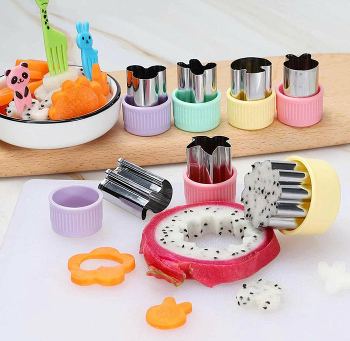 Vegetable Cutters Shapes Set and 20 pcs Food Picks and Forks  by Magigift.