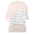 Munch Mitt Teething Mitten - Hearts - Pastel Pink.
