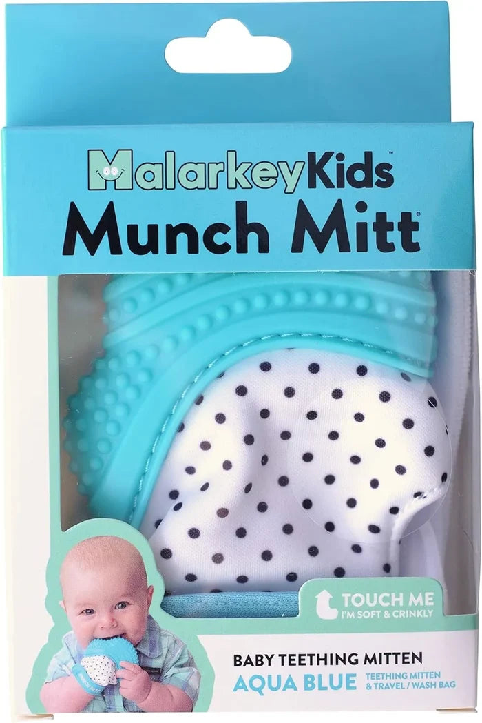 Malarkey Kids Munch Mitt Teething Mitten (Aqua Blue)