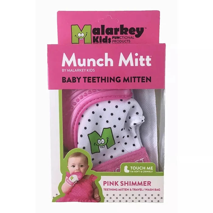 Malarkey Kids Munch Mitt Teething Mitten (Polka Dots Pink)