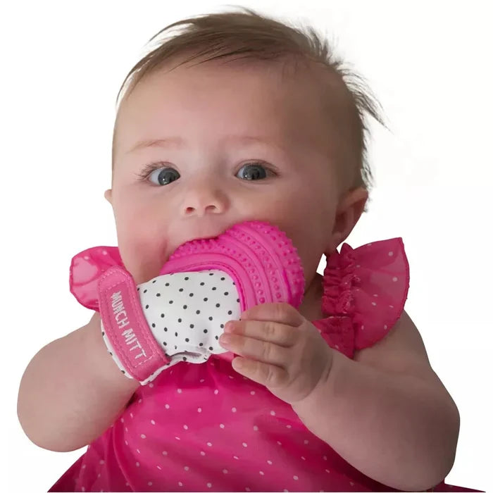 Malarkey Kids Munch Mitt Teething Mitten (Polka Dots Pink)