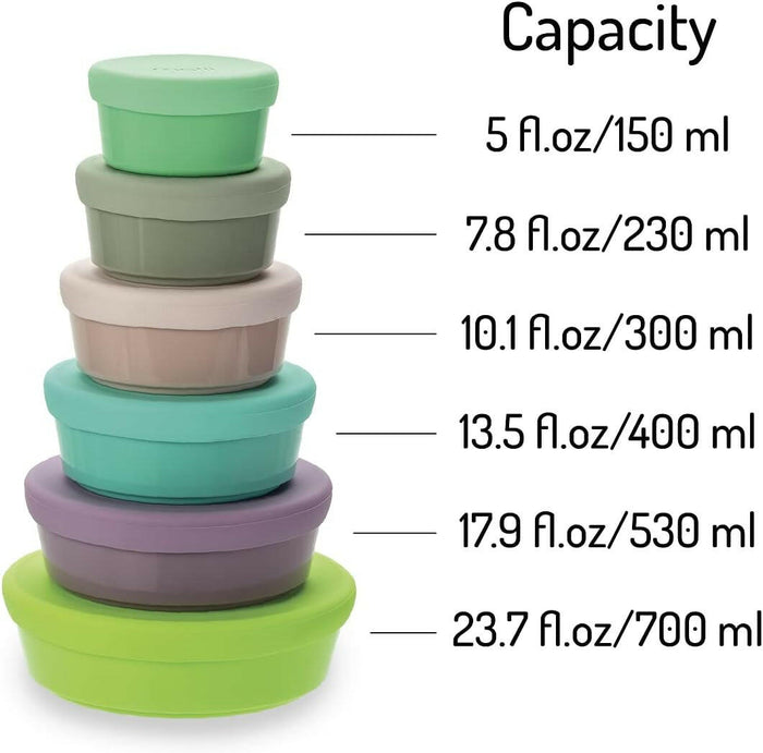 Melii Stacking & Nesting Containers with Silicone Lids - 6 Containers.