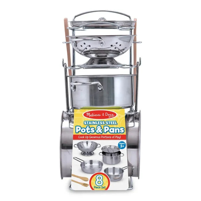 Melissa & Doug Stainless Steel Pots & Pans Play Set