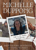 Book cover with pictures of woman on a wooden background