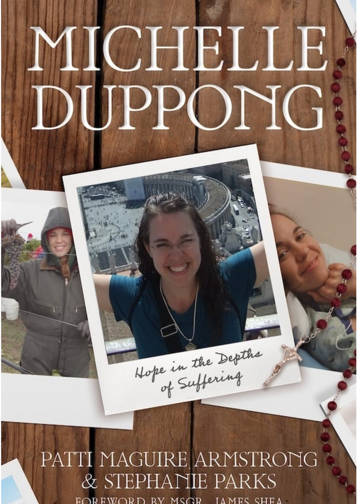 Book cover with pictures of woman on a wooden background