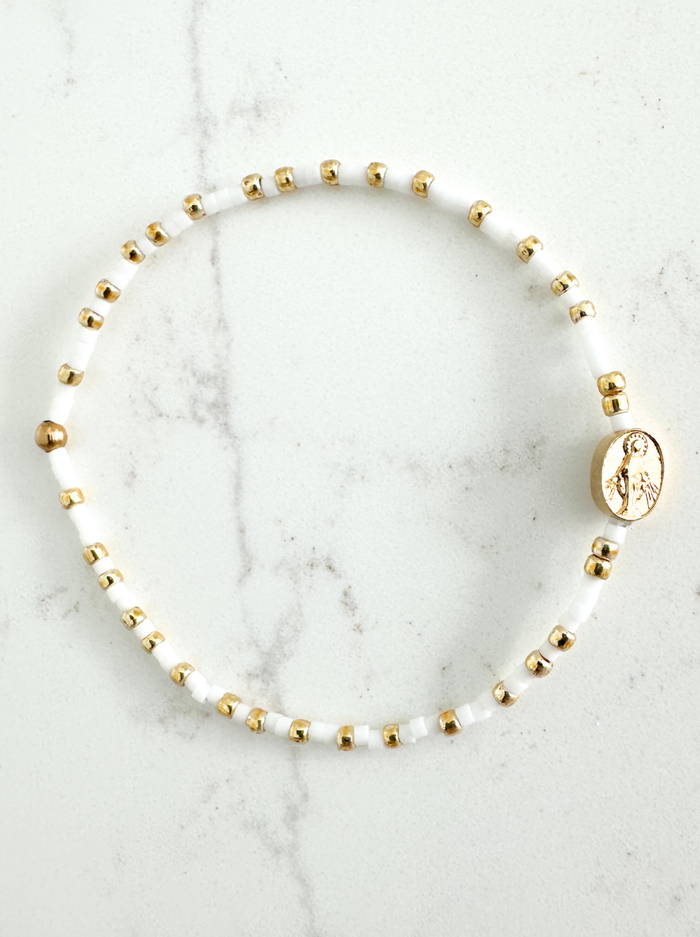 Miraculous Medal Bracelet: Adults / Divine Gold - 2mm