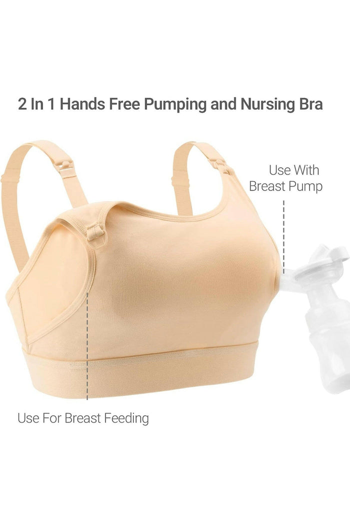 Adjustable Breast-Pumping and Breastfeeding Bra by Momcozy - Beige.