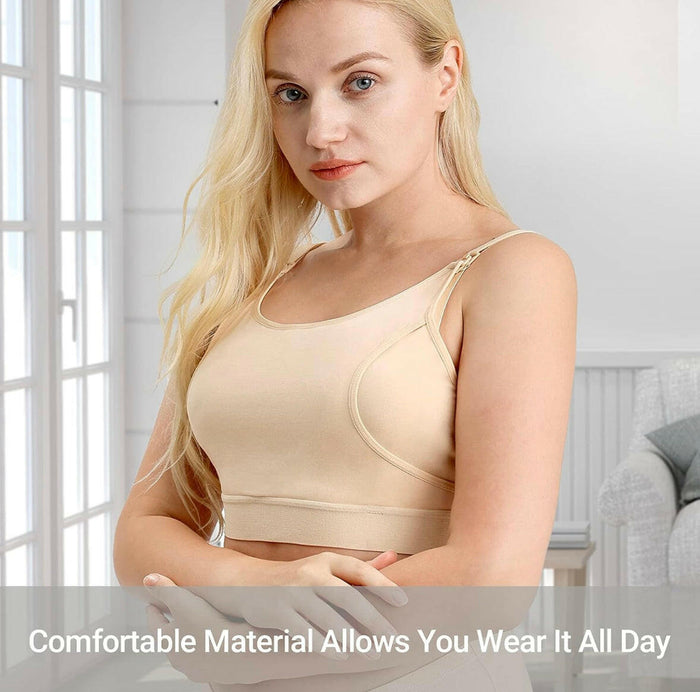 Adjustable Breast-Pumping and Breastfeeding Bra by Momcozy - Beige.