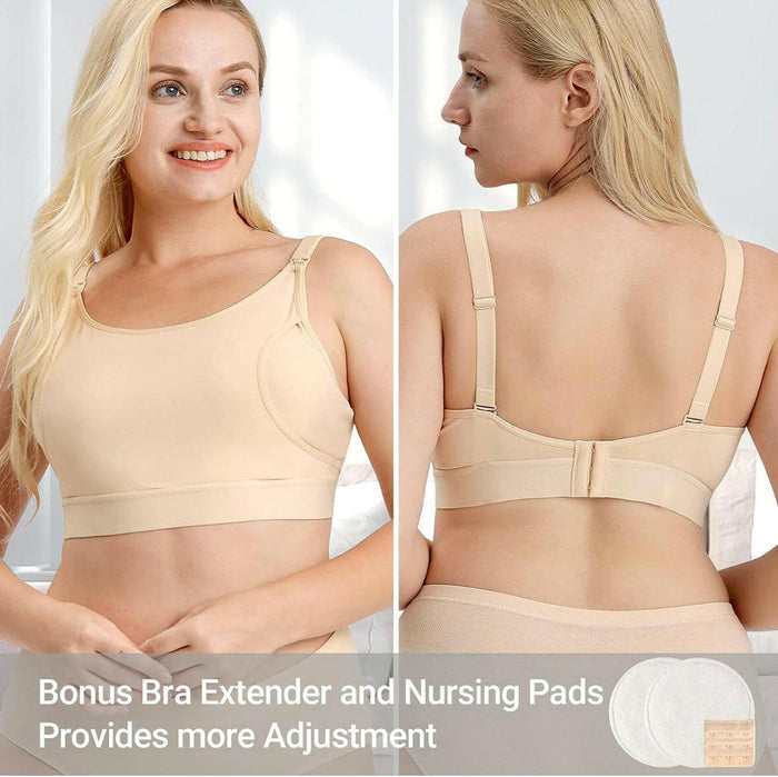 Adjustable Breast-Pumping and Breastfeeding Bra by Momcozy - Beige.
