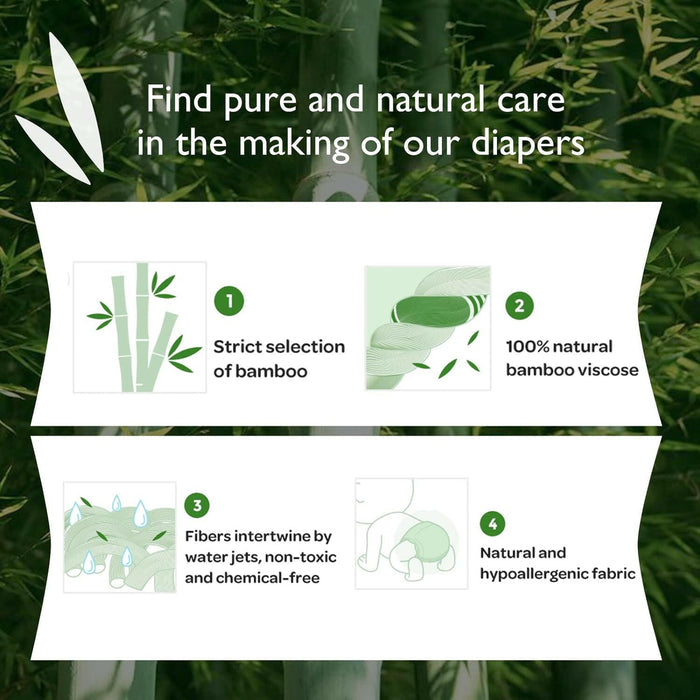 Momcozy Baby Diapers, Natural Bamboo Diapers for Sensitive Skin with Leak-Proof 3D Legcuffs.