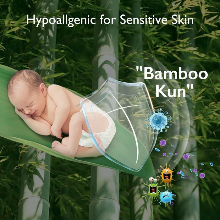 Momcozy Baby Diapers, Natural Bamboo Diapers for Sensitive Skin with Leak-Proof 3D Legcuffs.