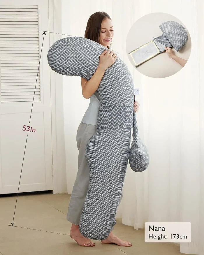Momcozy F-Shaped Pregnancy Pillow with Air Layer Cover