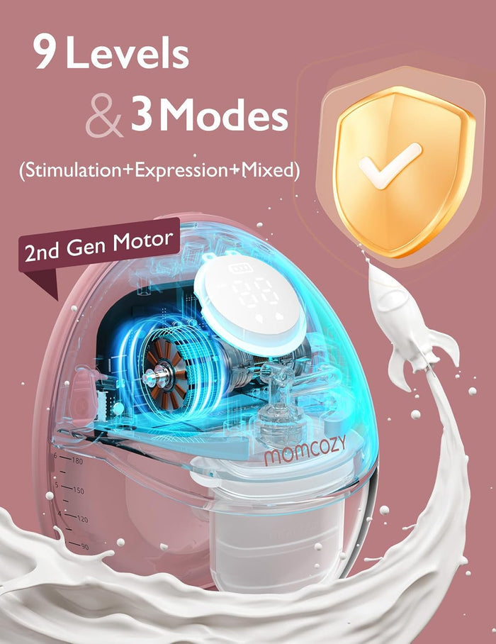 Momcozy M6 Wearable Breast Pump - Mobile Style (Maroon)