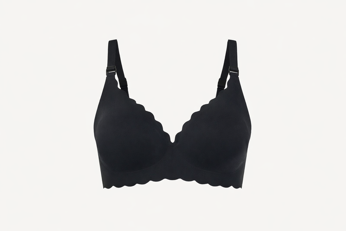 Momcozy Seamless Support Floral Nursing Bra with Jelly Strip (Black)