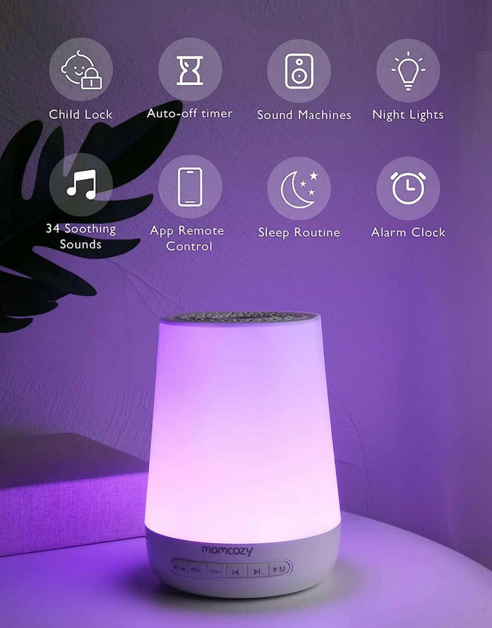 Baby Sound Machine, Momcozy White Noise Machine for Baby Sleeping with Night Light.