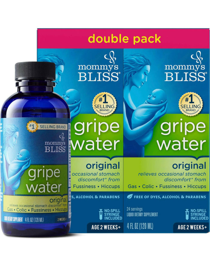 Mommy's Bliss Original Gripe Water, Infant Gas and Colic Relief, Gentle & Safe, 2 Weeks+, 4 Fl Oz (Pack of 2).
