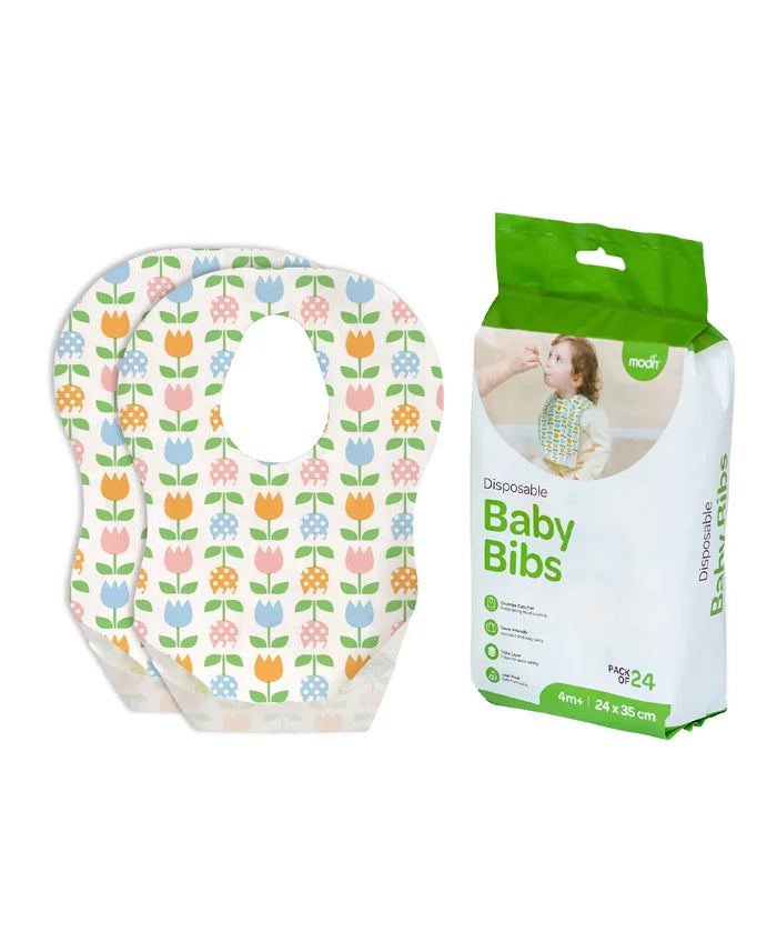 MOON Disposable Waterproof Leak-Proof Portable Bibs - Pack of 24