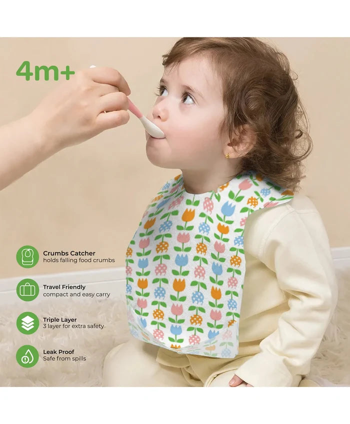 MOON Disposable Waterproof Leak-Proof Portable Bibs - Pack of 24