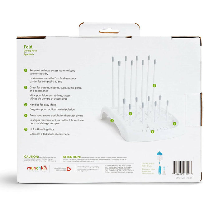 Munchkin Fold Baby Bottle Countertop Drying Rack, White.
