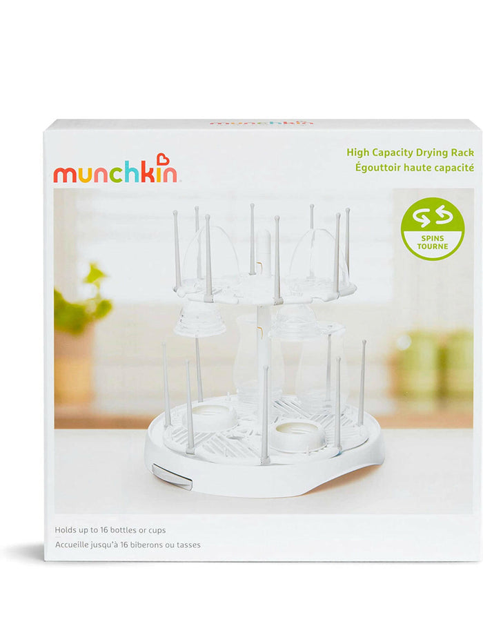 Munchkin High Capacity Drying Rack for Baby Bottles and Accessories, White.