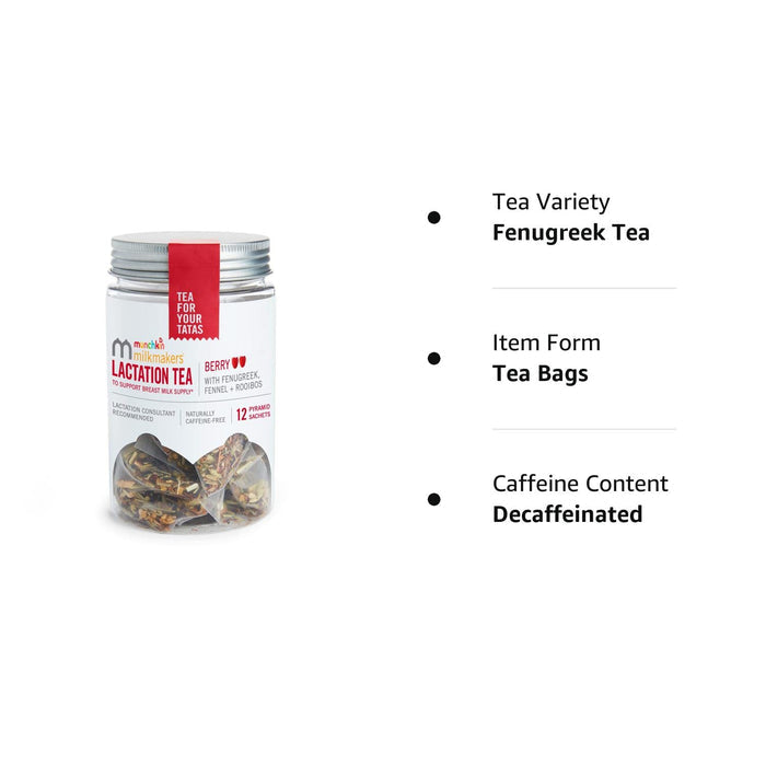 Munchkin Milkmakers Lactation Tea, Berry, 12 Count