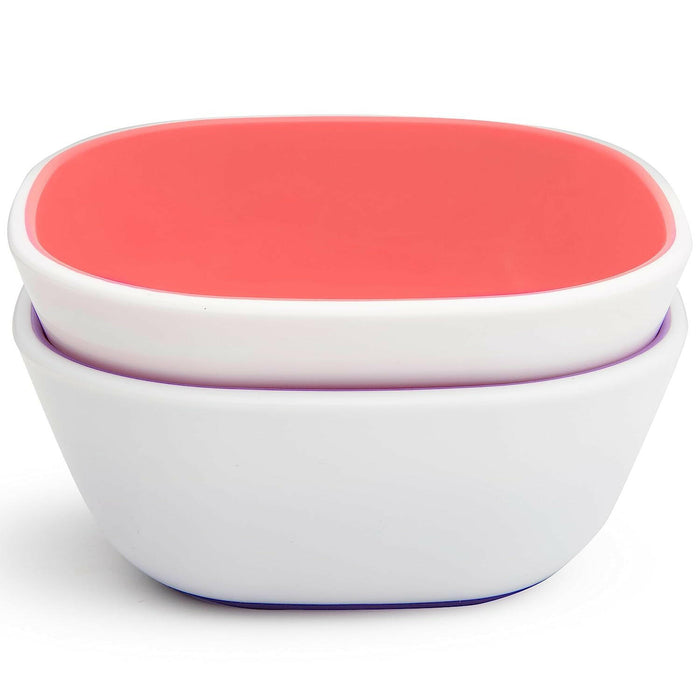 Munchkin Splash 4 Piece Toddler Divided Plate and Bowl Dining Set, Pink/Purple.