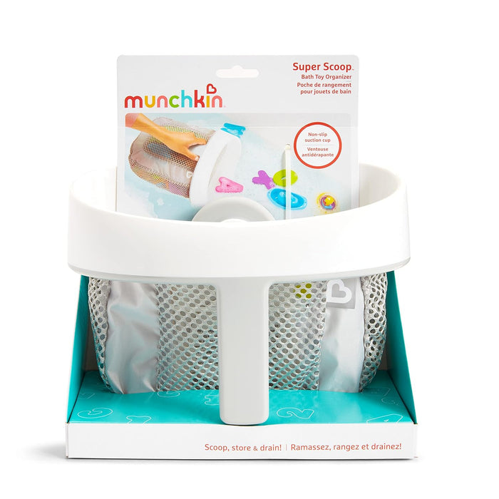 Munchkin Super Scoop Hanging Bath Toy Storage with Quick Drying Mesh, Grey