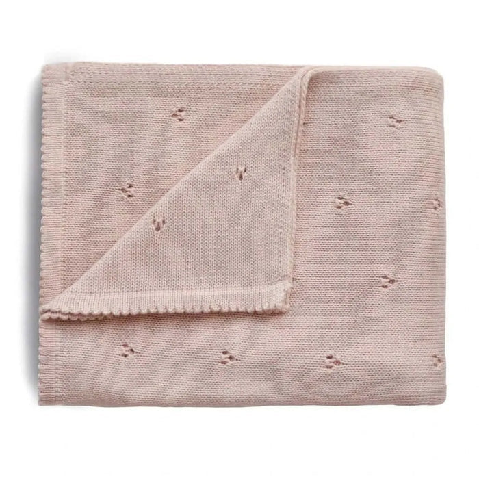 Mushie Knitted Baby Blanket (Pointelle Blush)
