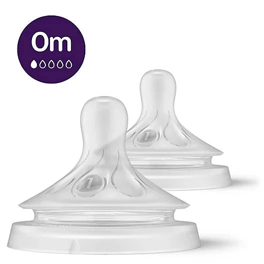 Natural Baby Bottle Nipples by Philips AVENT, Flow 1, 2pk.