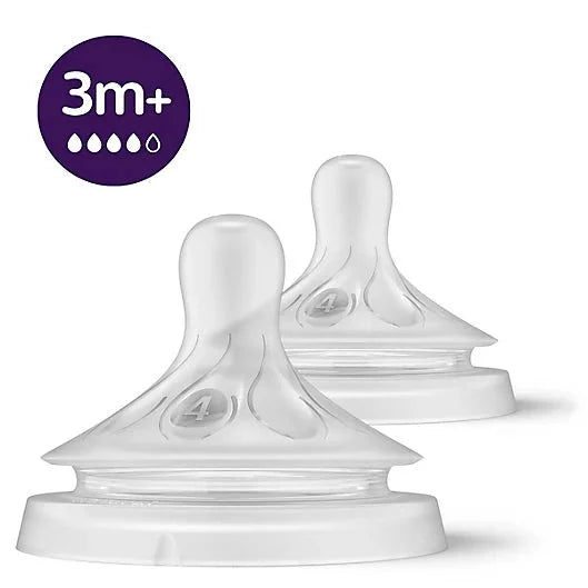 Natural Baby Bottle Nipples by Philips AVENT, Flow 4, 3M+, 2pk.