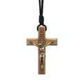 Necklace - St. Benedict Wooden Crucifix   2.75"