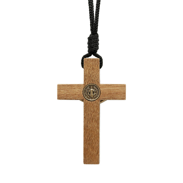 Necklace - St. Benedict Wooden Crucifix   2.75"
