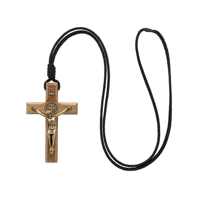 Necklace - St. Benedict Wooden Crucifix   2.75"