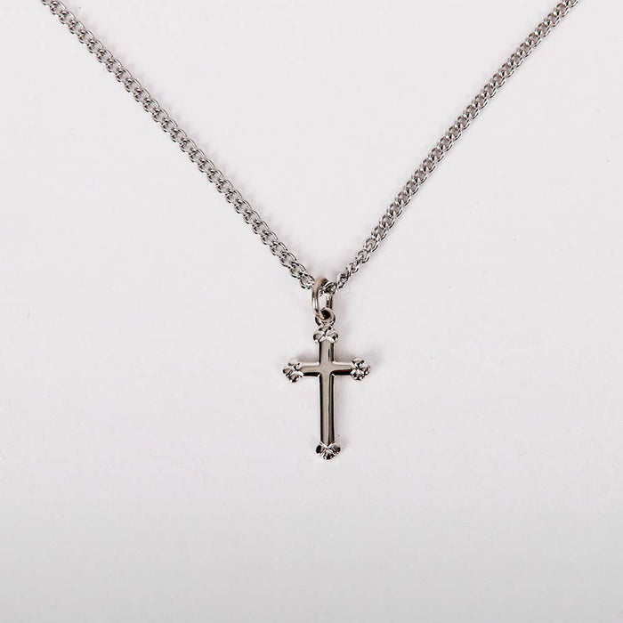 Necklace Cross Budded Sterling Silver 16-18"
