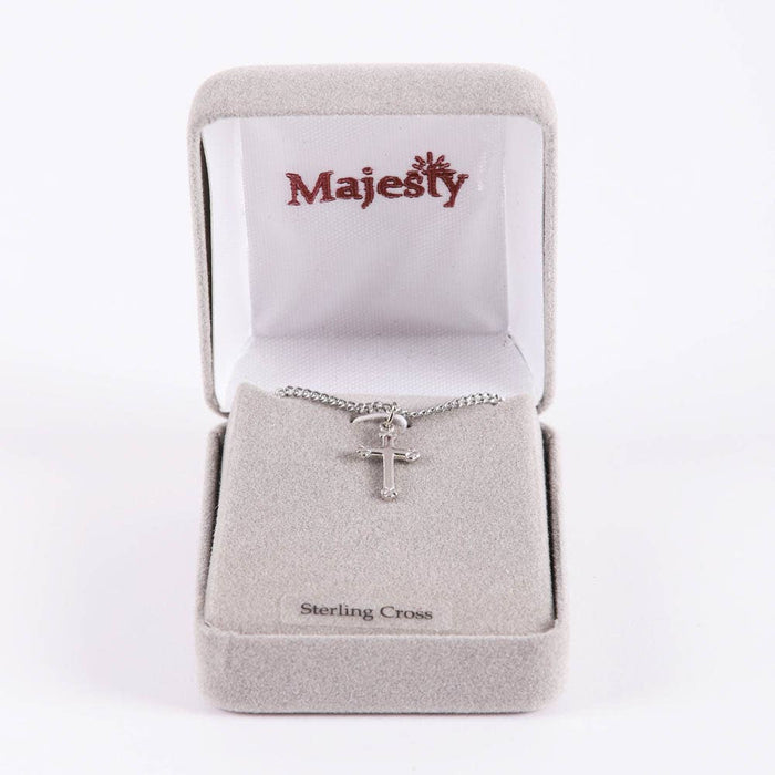 Necklace Cross Budded Sterling Silver 16-18"