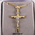 Necklace Crucifix Gold Cross With Inscription With Silver Ch