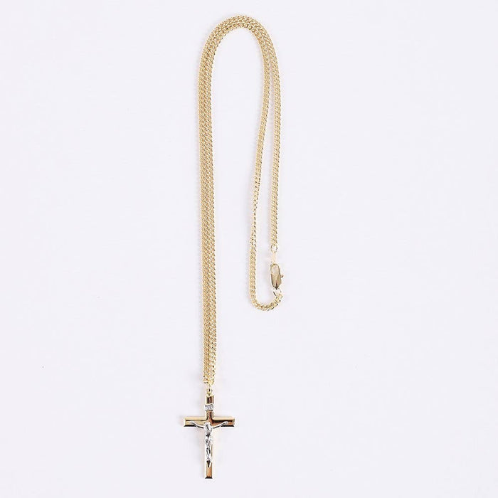 Necklace Crucifix Gold Cross With Inscription With Silver Ch