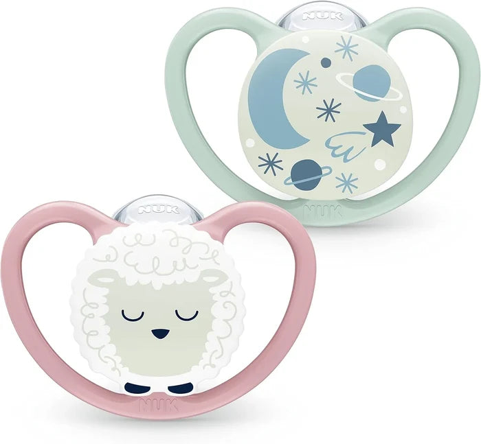 NUK Space Night Silicone Soother (0-6 Months) 2 Pcs