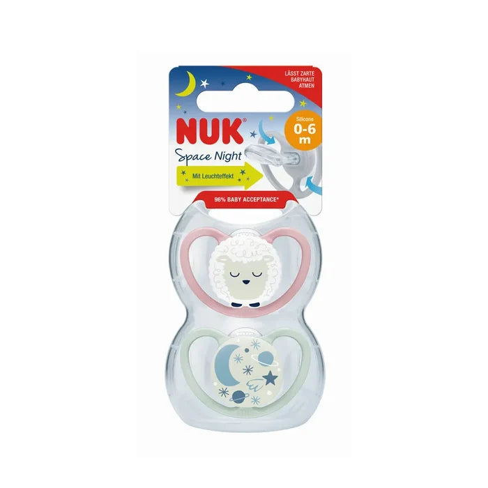 NUK Space Night Silicone Soother (0-6 Months) 2 Pcs