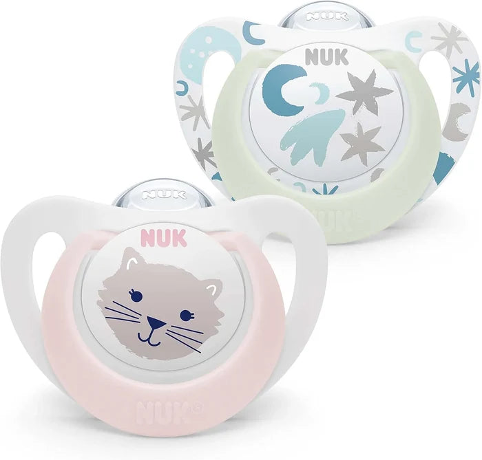NUK Star Day & Night Silicone Soother (0-6 Months) 2 Pcs