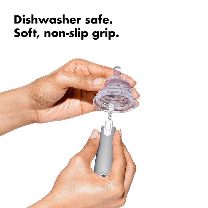 OXO Tot 2 Bottle Brush with Nipple Cleaner and 1 Stand, Gray